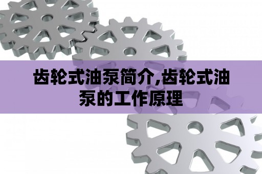 齒輪式油九游體育泵簡(jiǎn)介齒輪式油泵的工作原理